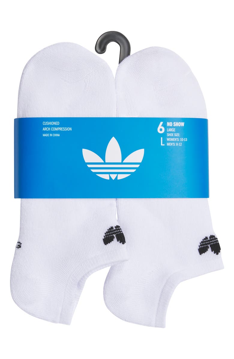 adidas 6-Pack Trefoil 2.0 No-Show Socks, Alternate, color, White / White