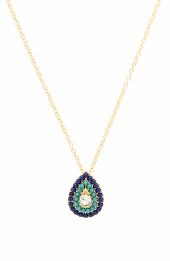 OLIVIA WELLES Lissa Crystal Teardrop Pendant Necklace