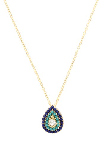 Olivia Welles Lissa Crystal Teardrop Pendant Necklace In Multi