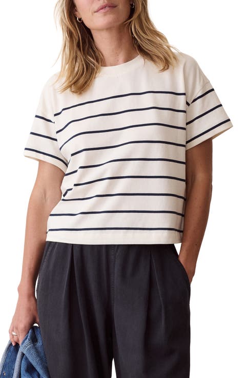 Miracle Jersey Striped Crewneck T-Shirt