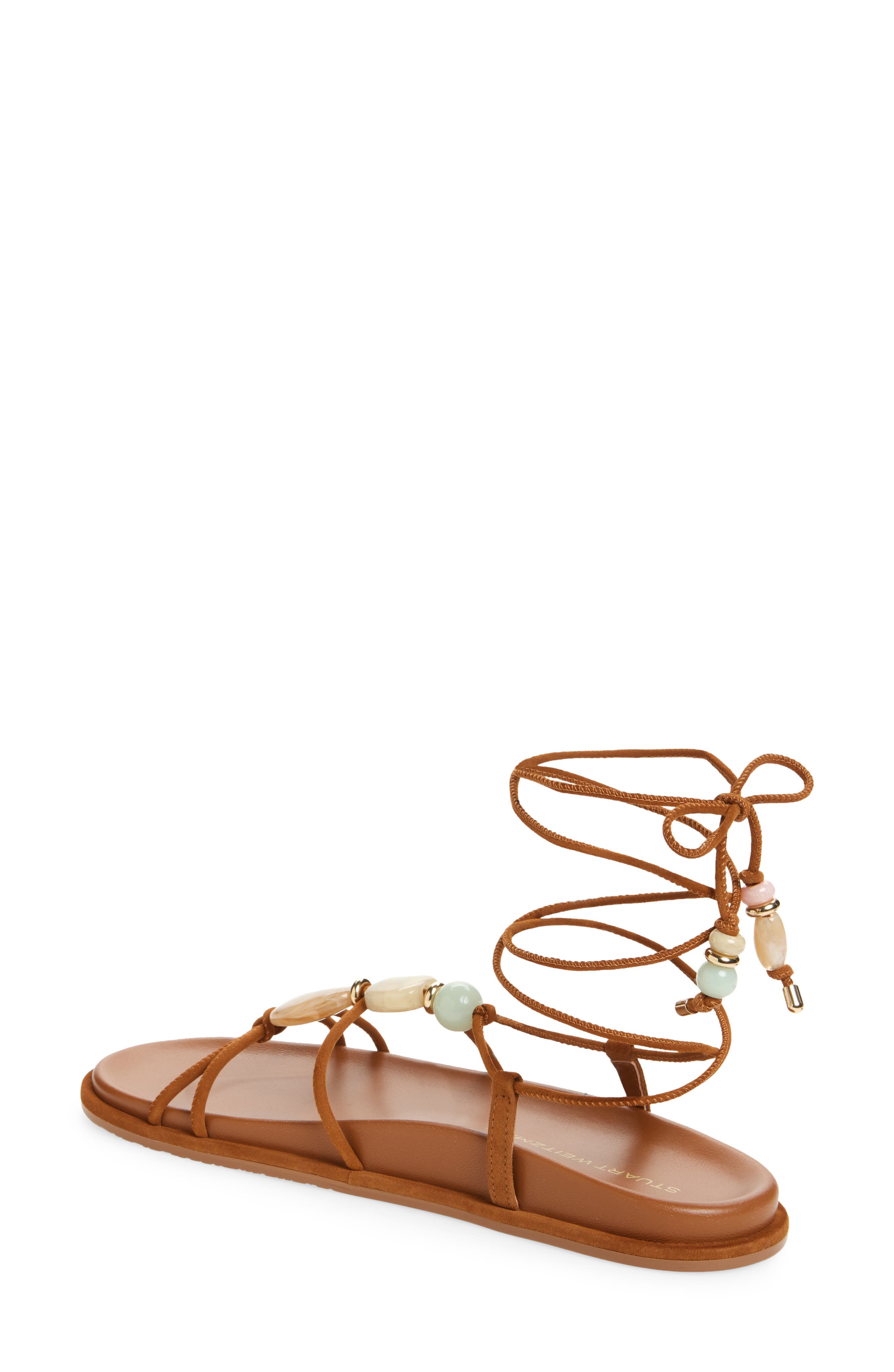 Stuart Weitzman Majorca Ankle Tie Sandal, Alternate, color, Boho Tan