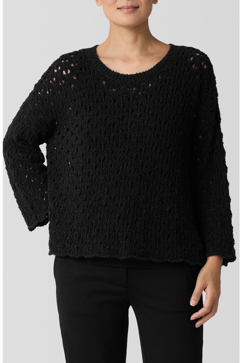 Open Stitch Organic Cotton Blend Sweater, Alternate, color, BLACK