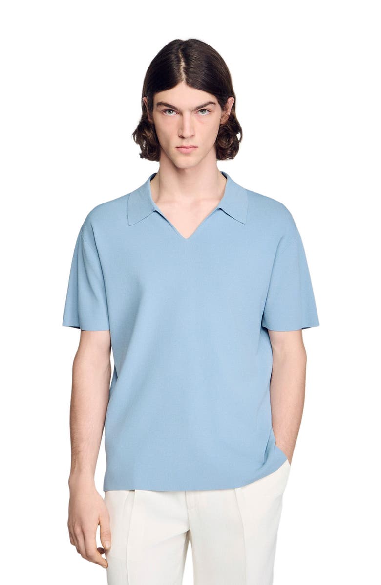 SANDRO Stretch knit polo shirt, Main, color, Sky Blue