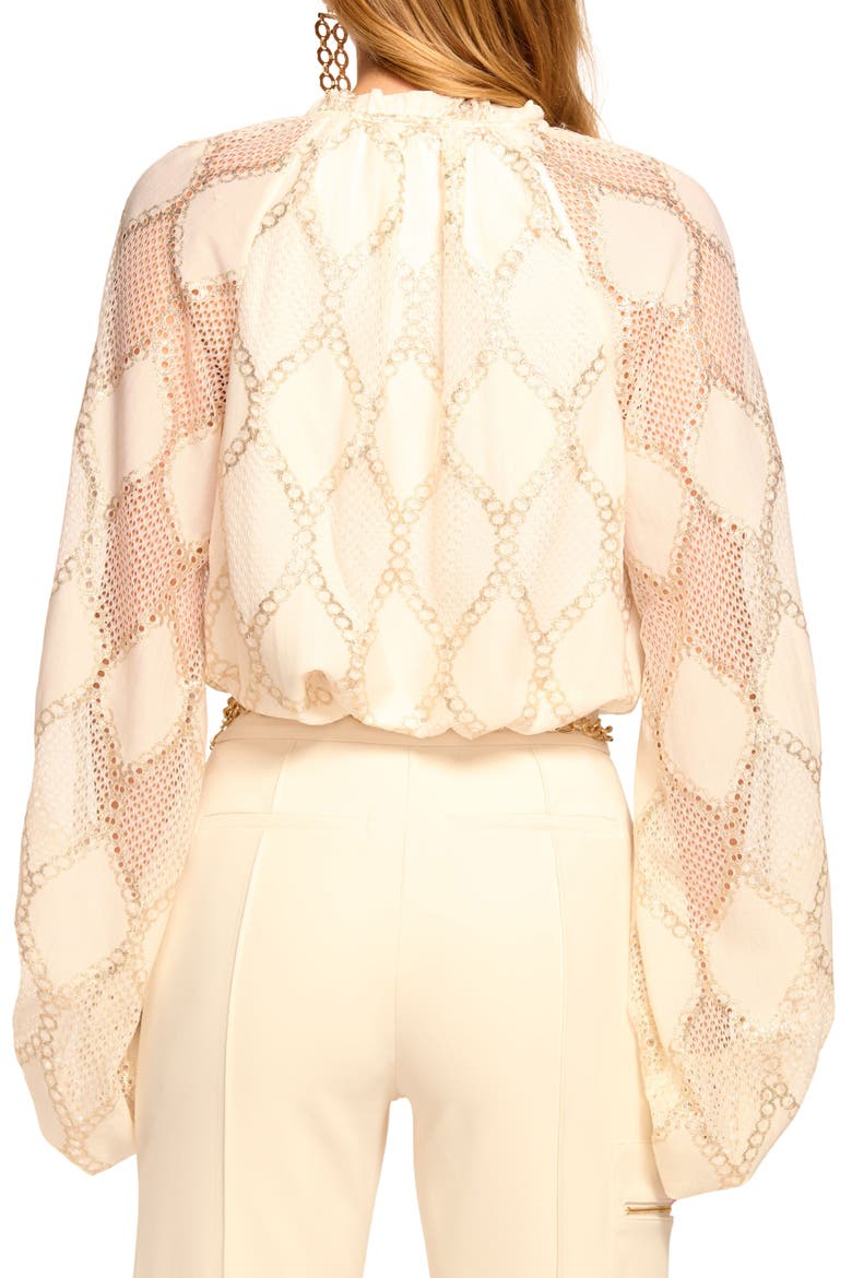 Ria Metallic Chain Print Top, Alternate, color, WINTER WHITE DIAMOND