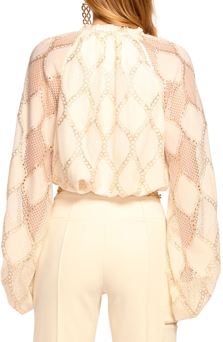 Ramy Brook Ria Metallic Chain Print Top, Alternate, color, Winter White Diamond