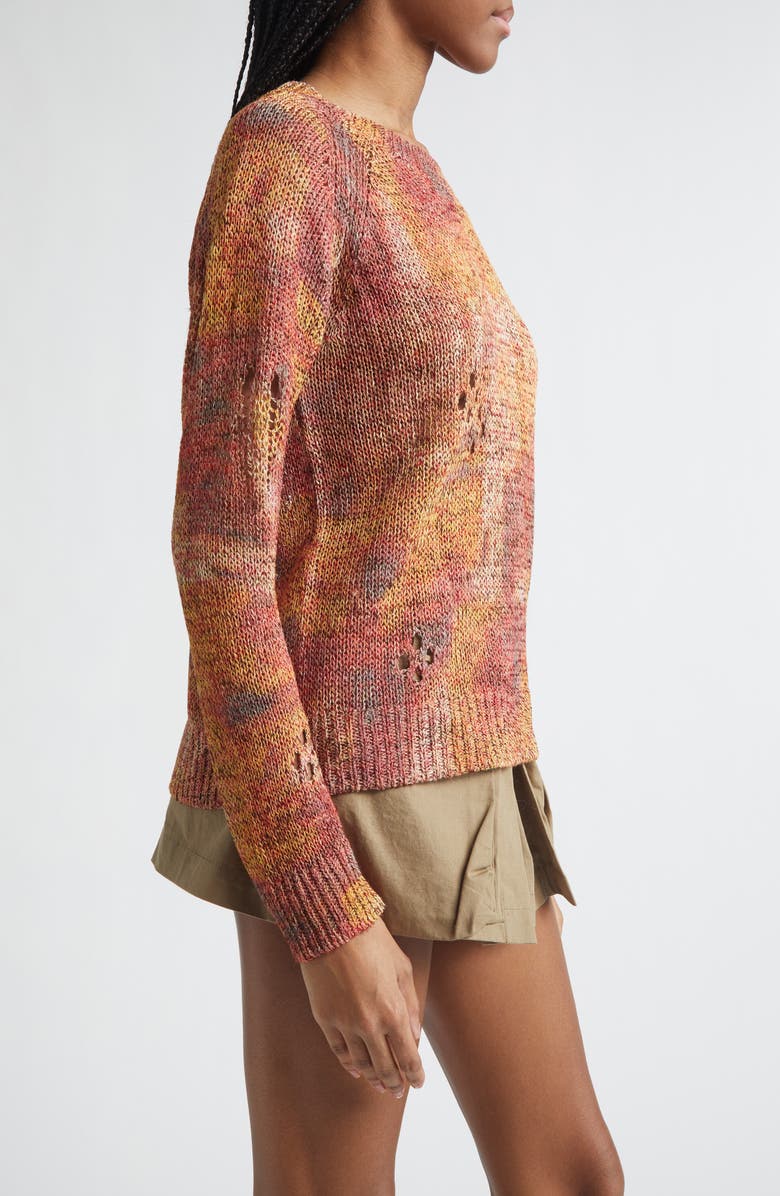 Isabel Marant Haby Openwork Ladder Stitch Sweater, Alternate, color, Orange