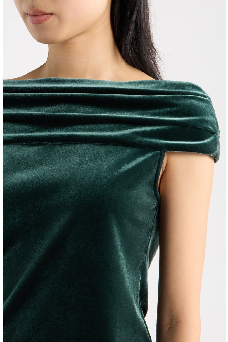 Draped Boat Neck Velvet Top, Alternate, color, PINE FOREST