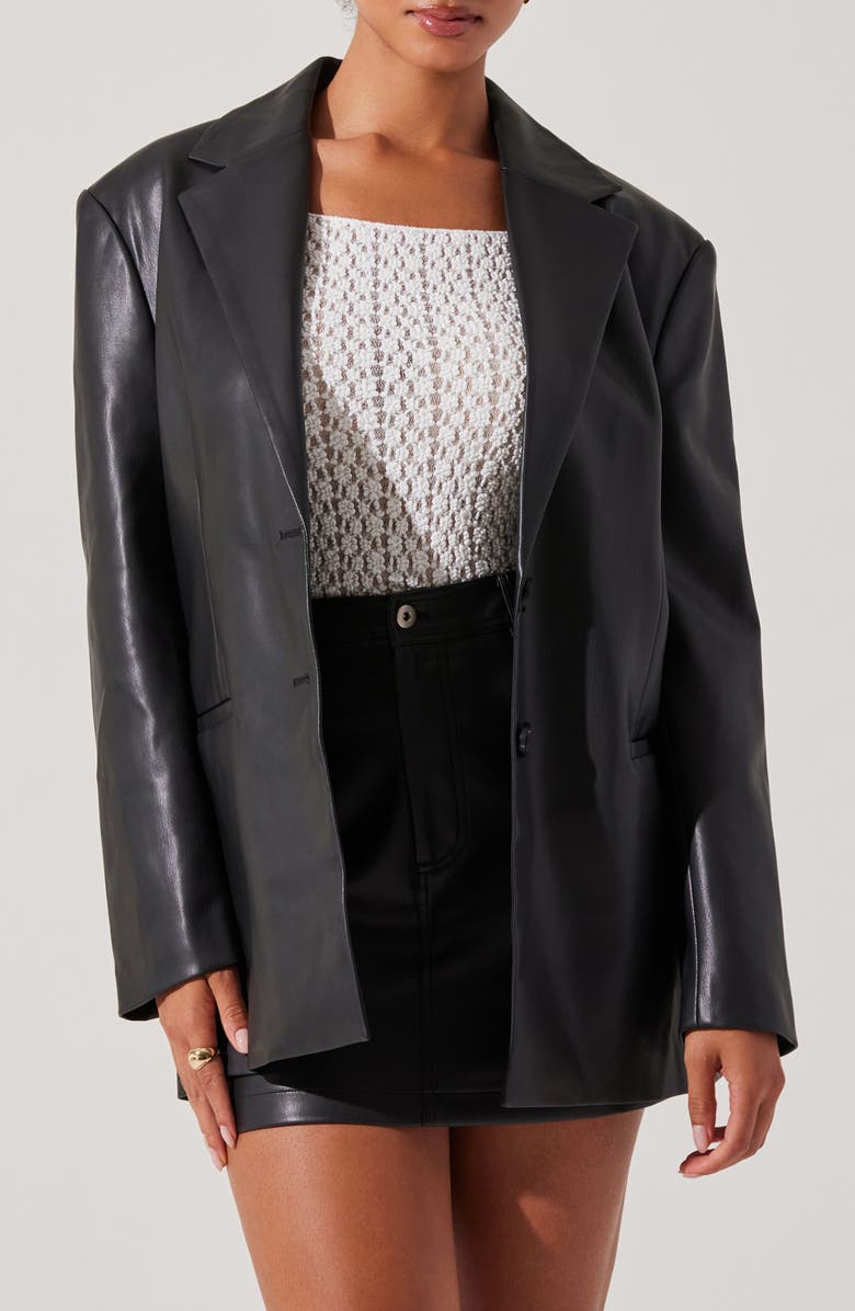 ASTR the Label Ezra Faux Leather Blazer, Main, color, Black