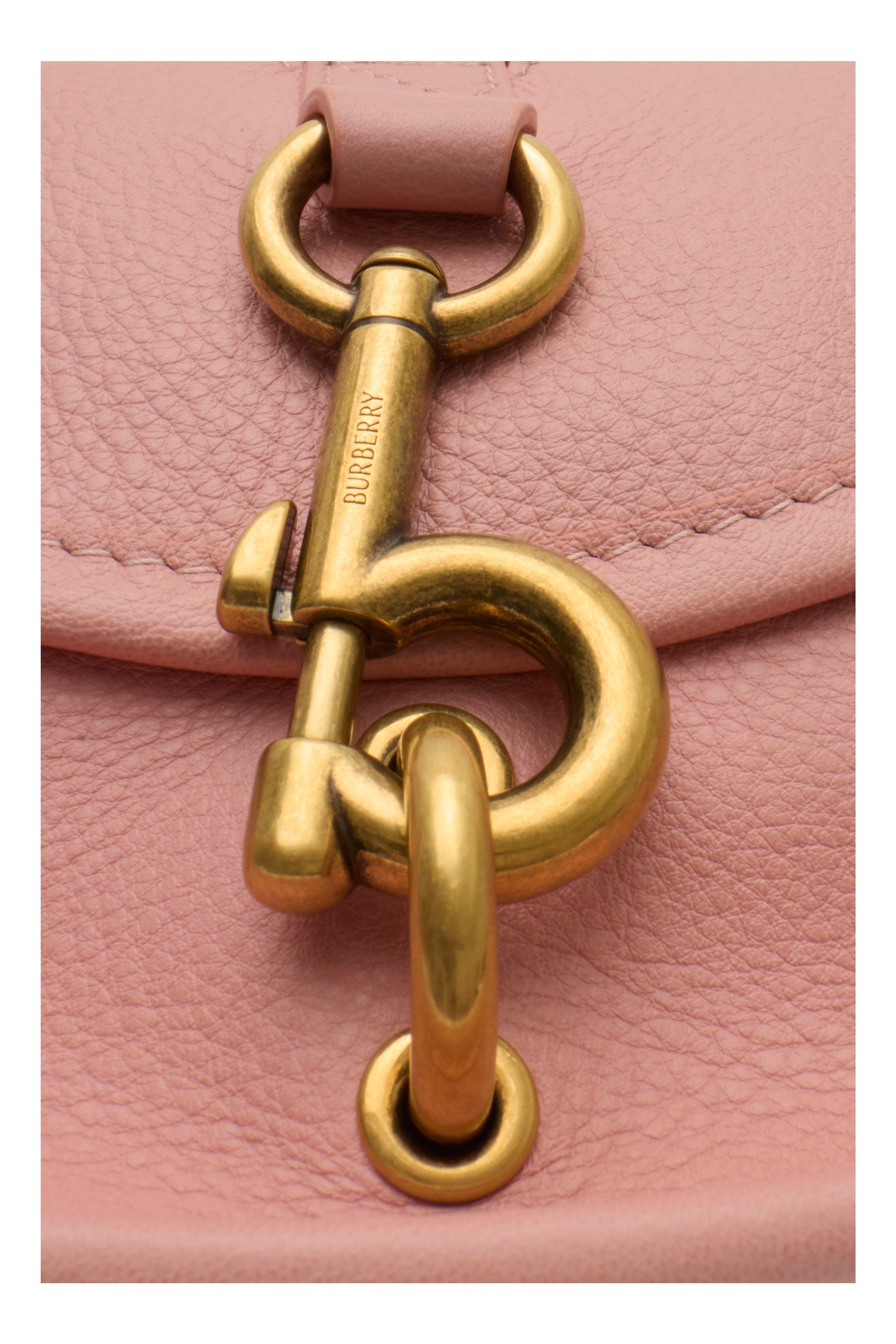 Burberry Mini B Clip Messenger Bag, Alternate, color, Peony Pink