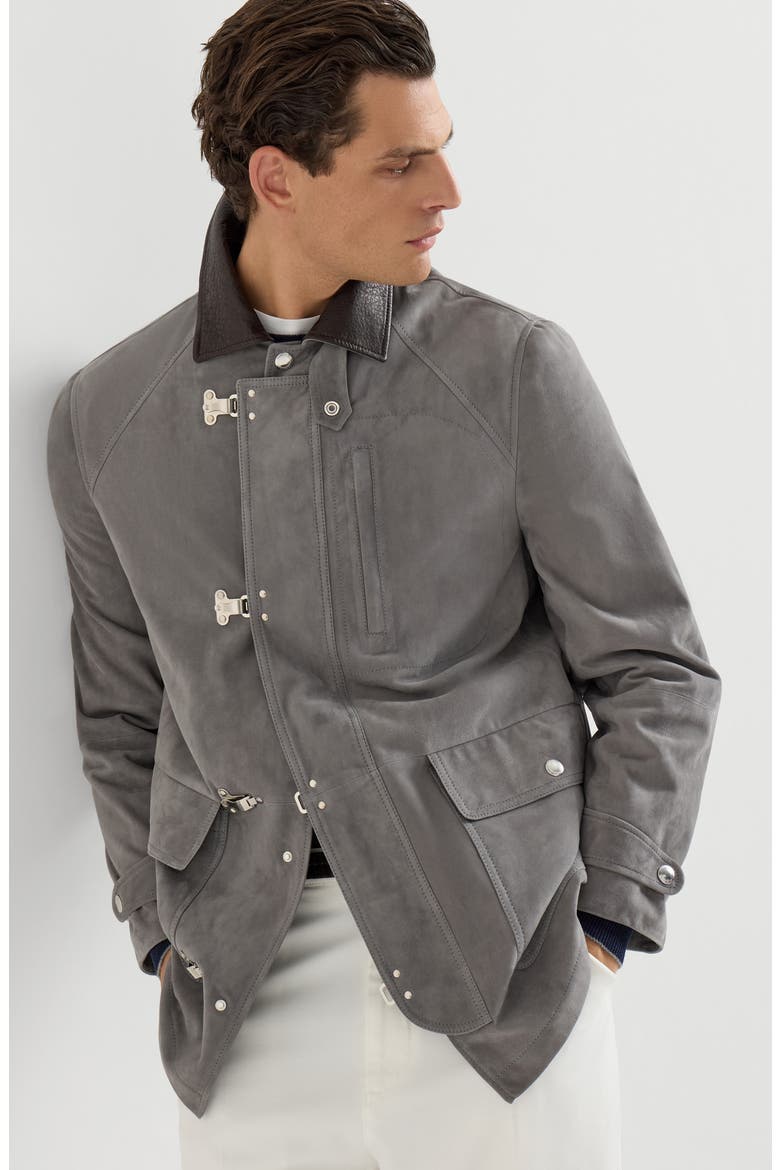 Suede outerwear, Alternate, color, Medium Grey