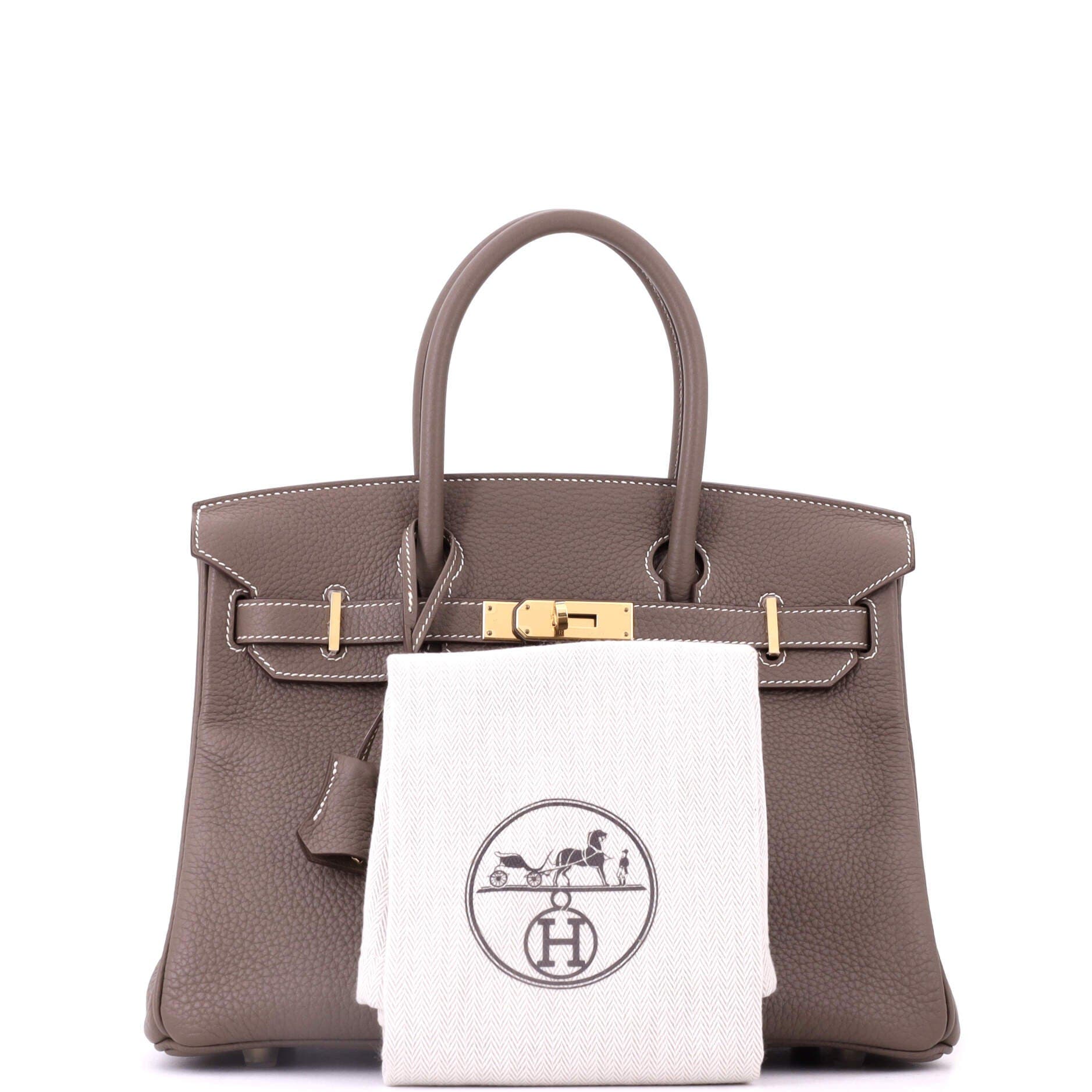Birkin Handbag Grey Clemence with Gold Hardware 30, Alternate, color, Grey