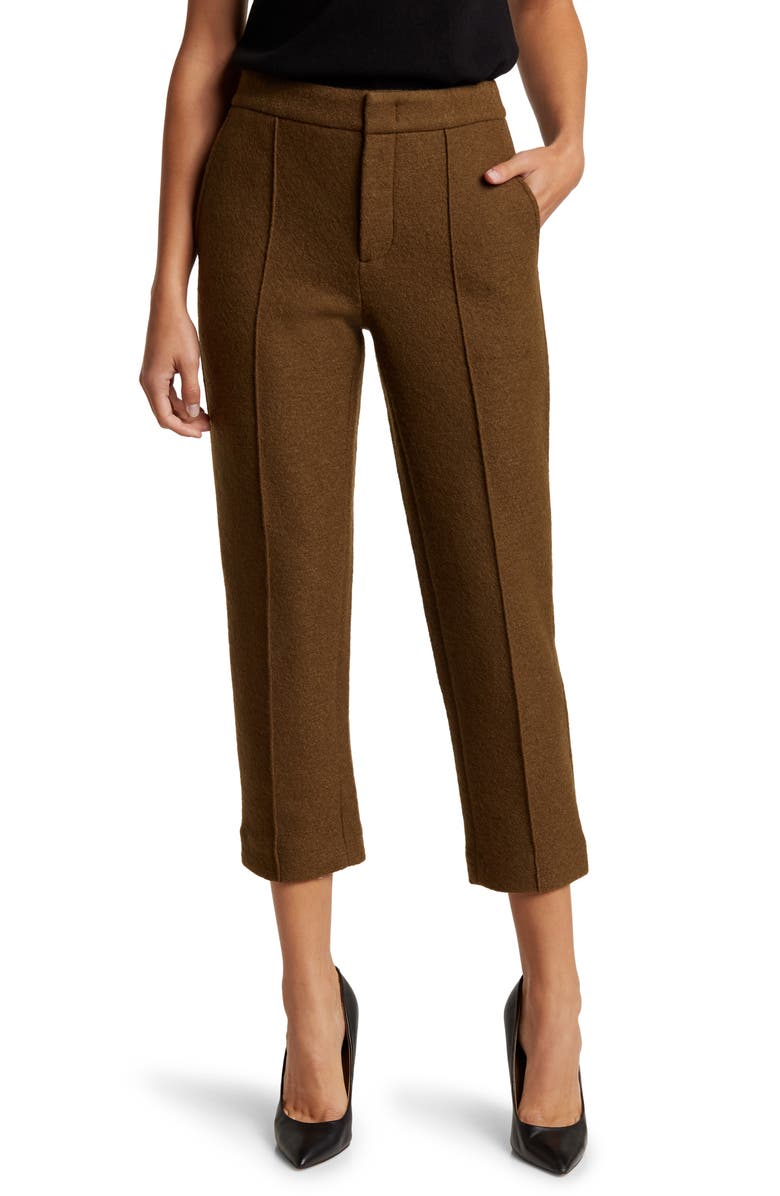 Vince Wool Tapered Stove Pipe Pants, Main, color, Vine