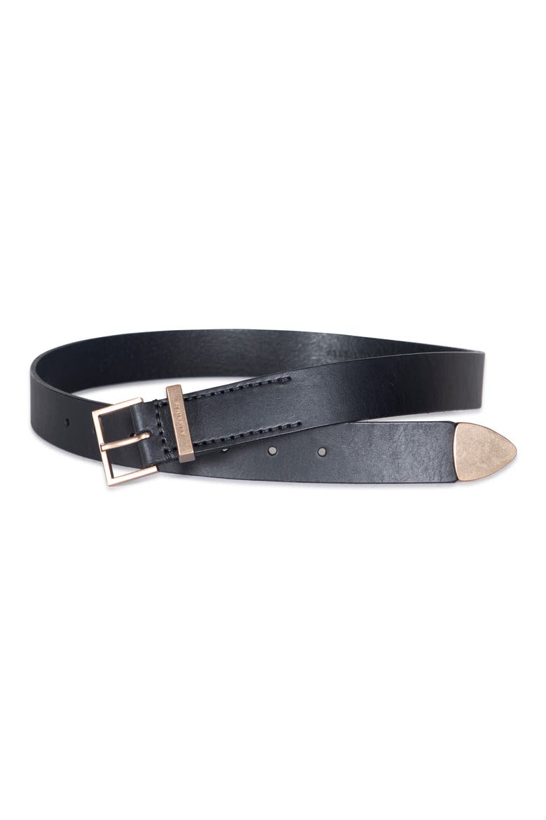 Leather Belt, Alternate, color, BLACK/WARM BRASS