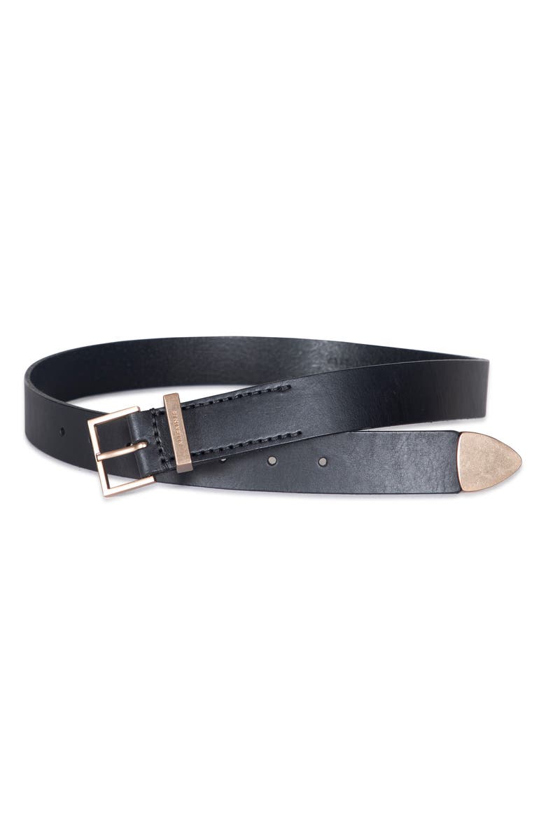 AllSaints Leather Belt, Alternate, color, Black/Warm Brass