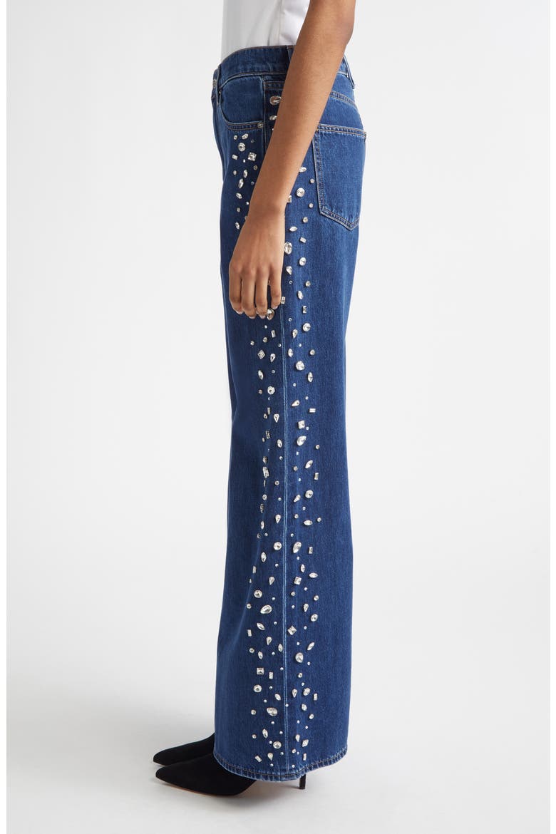 Kasey Embellished Wide Leg Jeans, Alternate, color, STONED BRIGHT BLUE