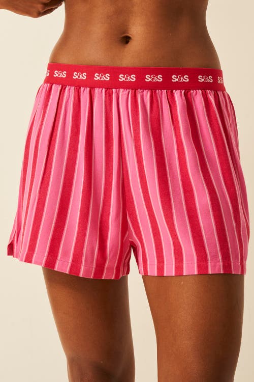 Stripe & Stare Ecovero Pyjama Shorts In Pink