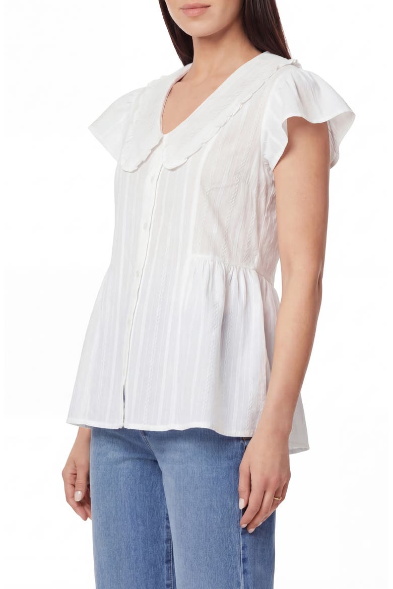 Peter Pan Collar Cap Sleeve Button-Up Top, Alternate, color, BRIGHT WHITE