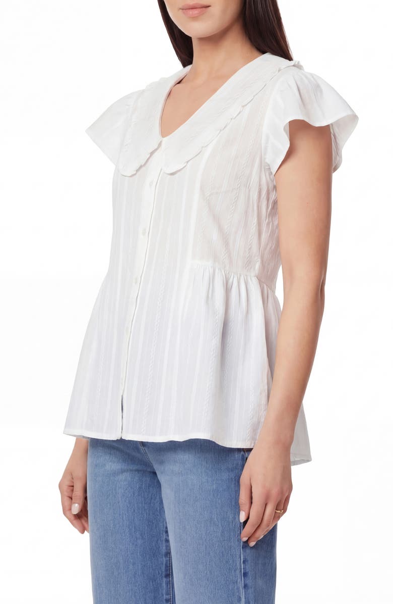 Kensie Peter Pan Collar Cap Sleeve Button-Up Top, Alternate, color, Bright White