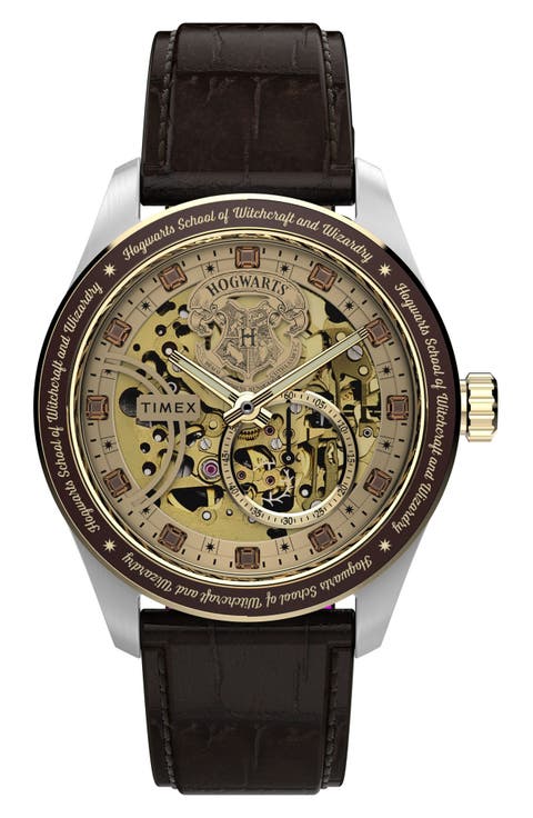 Harry Potter x Timex Waterbury Skeleton Automatic 39mm Leather Strap Watch
