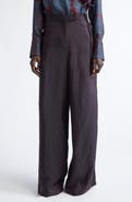 Dries Van Noten Peen Crinkled Stripe Cupro Wide Leg Pants
