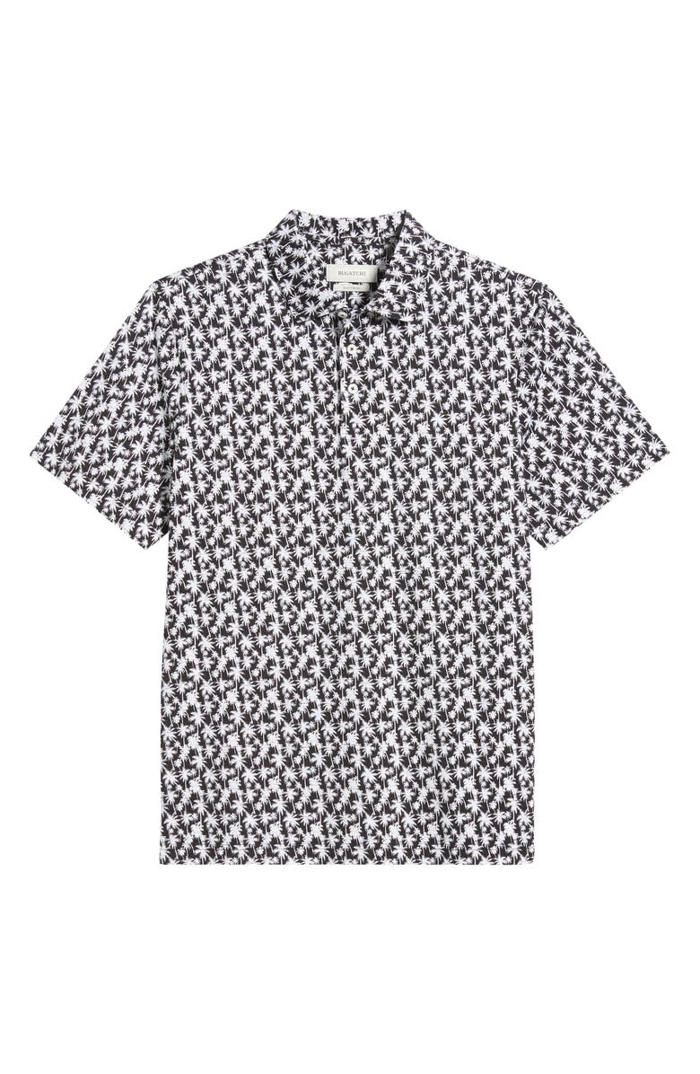 Bugatchi Victor OoohCotton<sup>®</sup> Palm Tree Print Polo, Alternate, color, Black