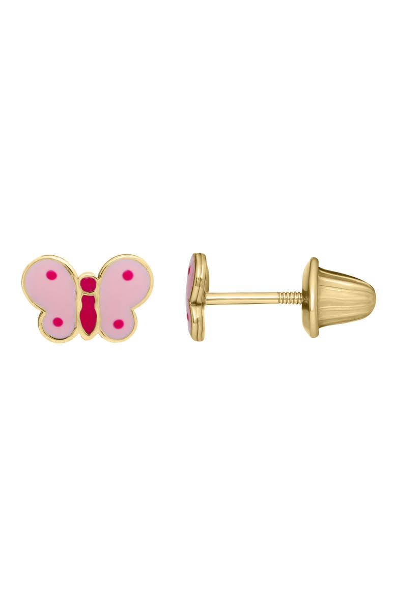 Kids' Butterfly Stud Earrings, Main, color, PINK/ GOLD