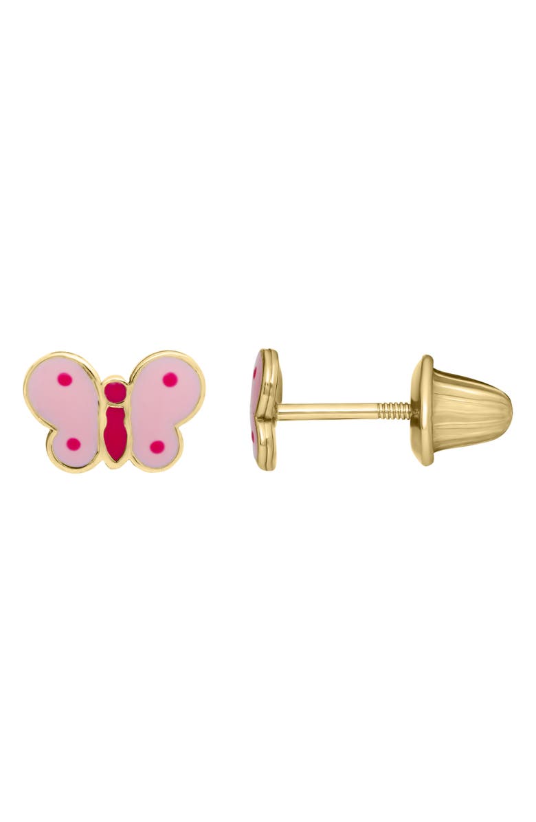 Mignonette Kids' Butterfly Stud Earrings, Main, color, Pink/ Gold