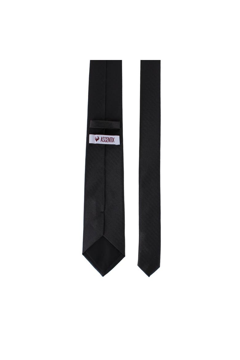 Etched Herringbone Twist Necktie, Alternate, color, Black