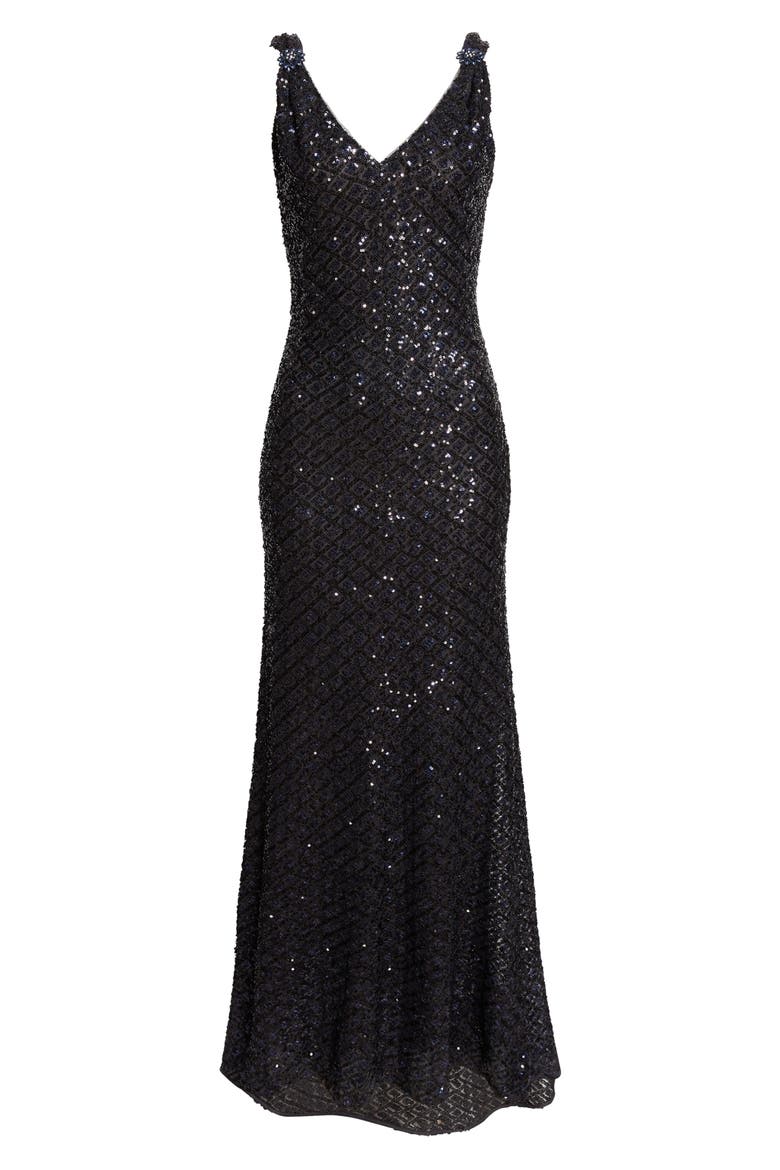Sequin Embroidered Tulle Gown, Alternate, color, MIDNIGHT