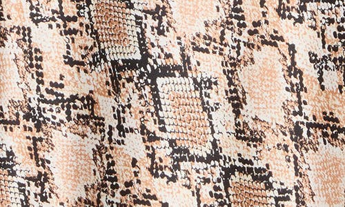 Renee C Snake Print Satin Midi Skirt In Brown