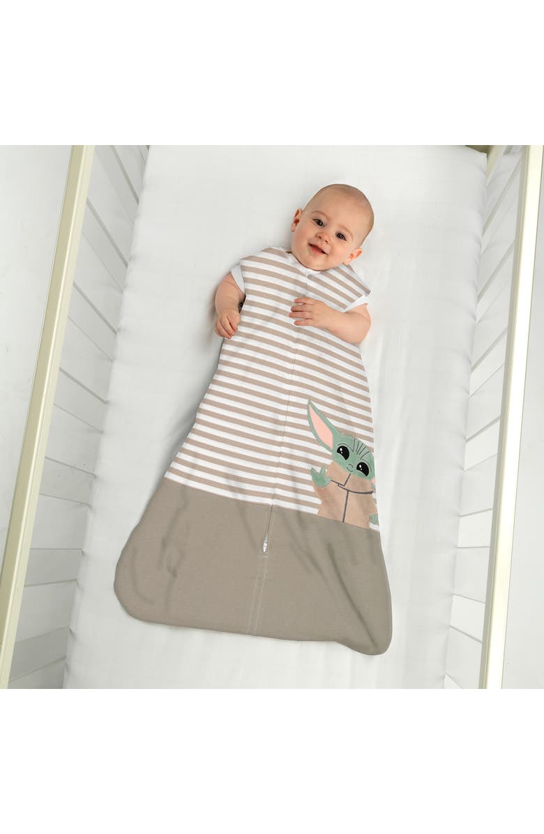 Lambs & Ivy Star Wars Baby Yoda Grogu The Child Cotton Wearable Blanket, Alternate, color, Taupe