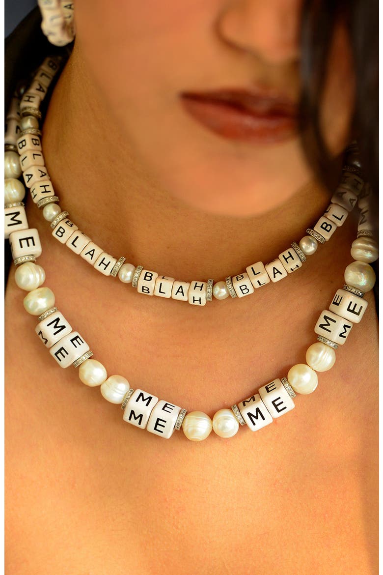 Blah Blah Blah Necklace, Alternate, color, White