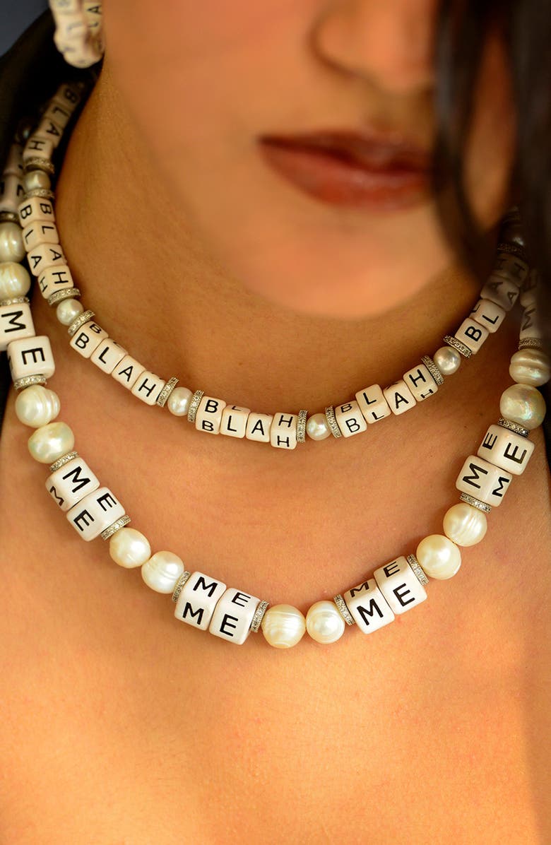Venessa Arizaga Blah Blah Blah Necklace, Alternate, color, White