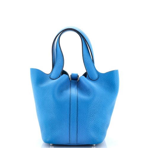 Pre-owned Hermes Hermes Picotin Lock Bag Clemence Pm In Blue