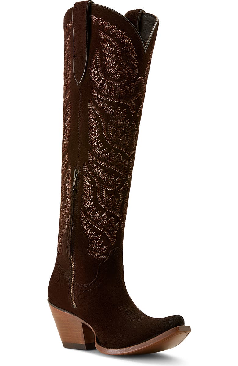 Ariat Laramie X Toe Knee High Western Boot, Main, color, French Roast Suede
