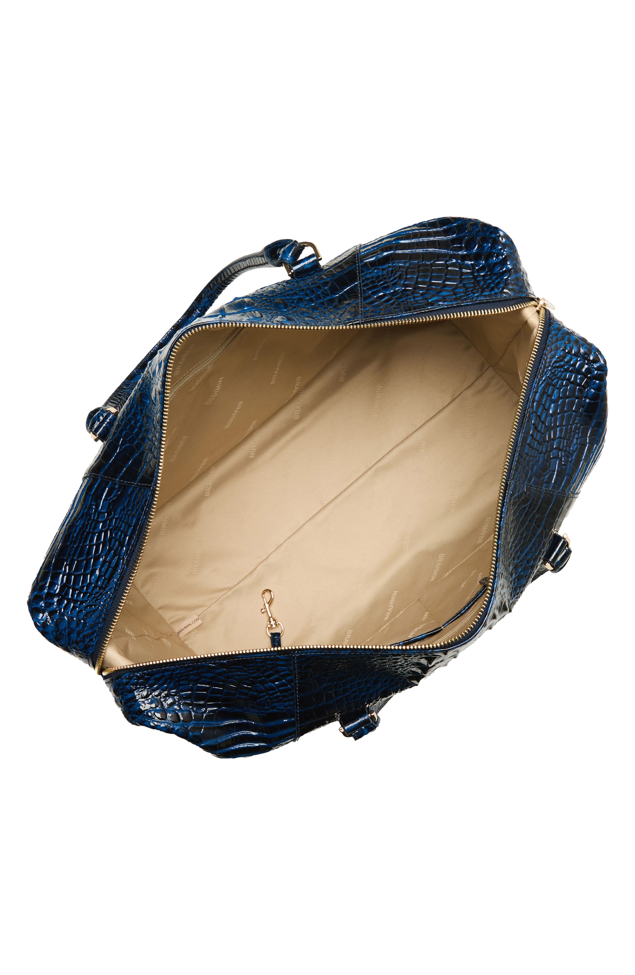 Daniela Croc Embossed Leather Travel Bag, Alternate, color, ANCHOR