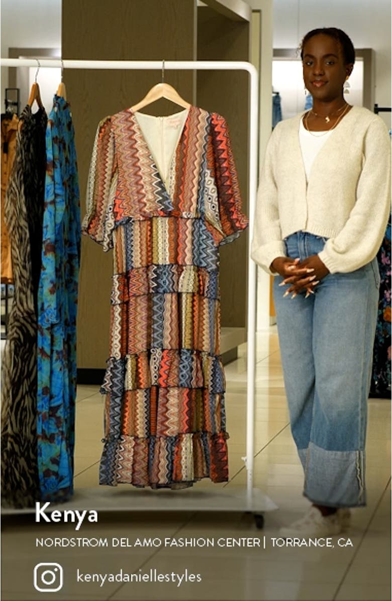 Madelyn Stripe Tiered Ruffle Midi Dress, sales video thumbnail