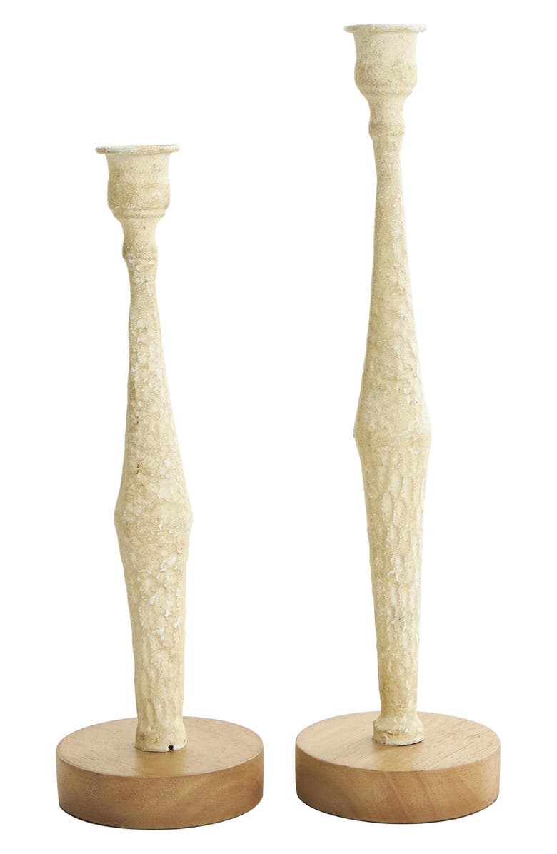 WILLOW ROW Bohemian Set of 2 Metal Candleholders, Main, color,