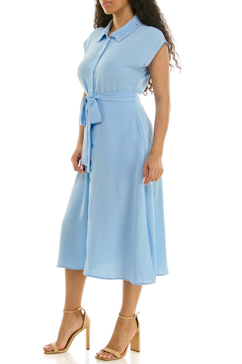 Studded Cap Sleeve Midi Shirtdress, Alternate, color, RAINWATER