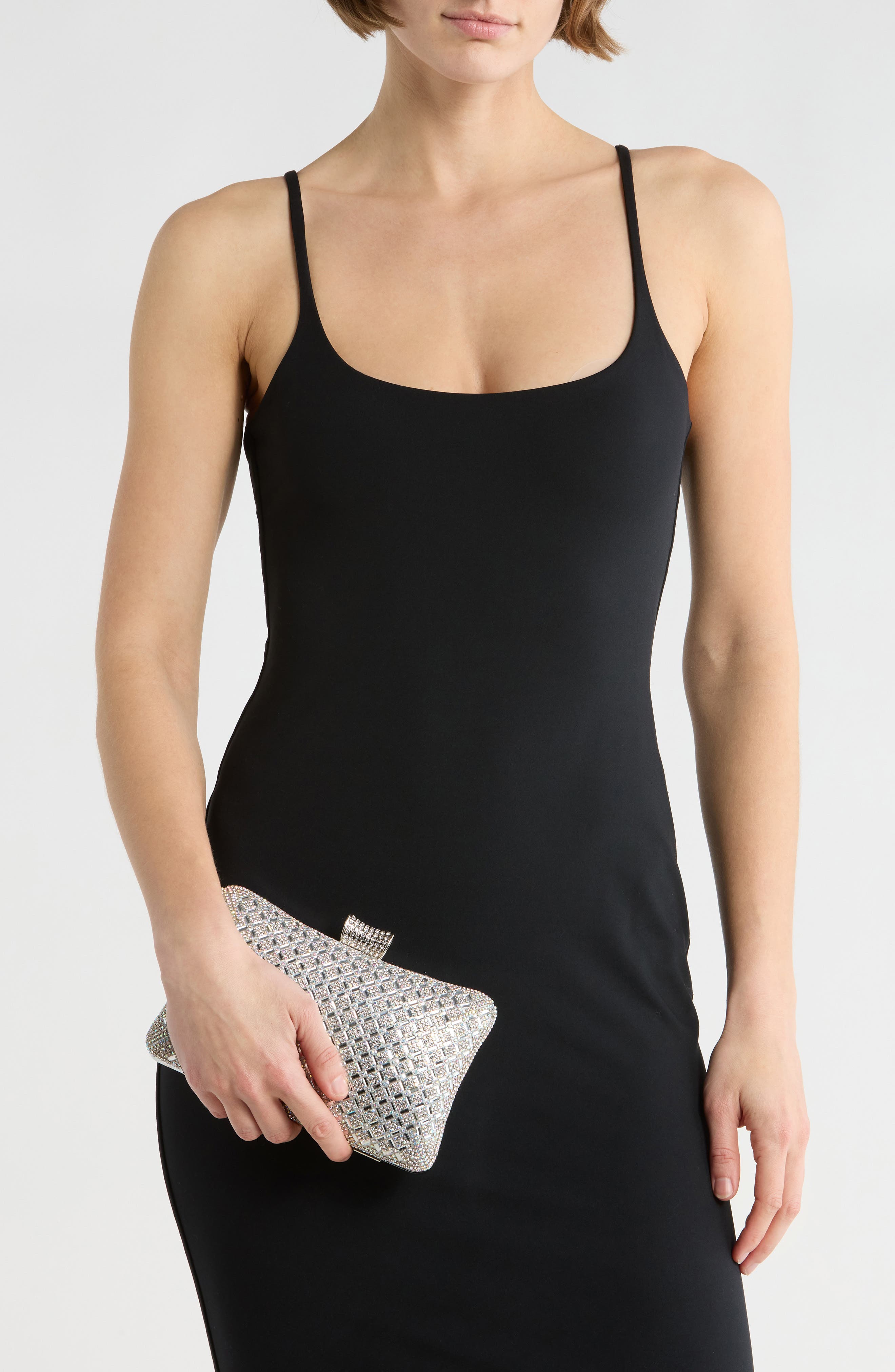 ALESSIA BIANCHI Rhinestone Embellished Metallic Clutch, Alternate, color, 