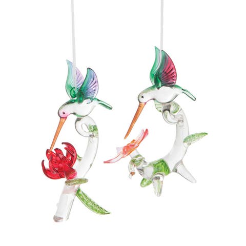 Hummingbird Garden Christmas Xmas Ornament A/2