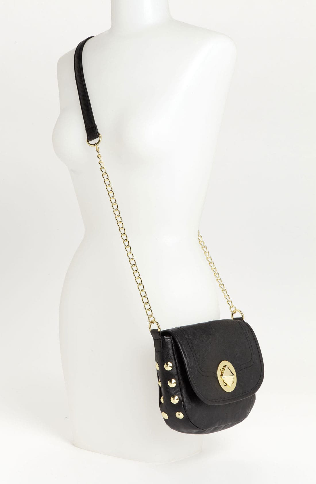 Studded Crossbody Bag, Alternate, color, BLACK/ GOLD