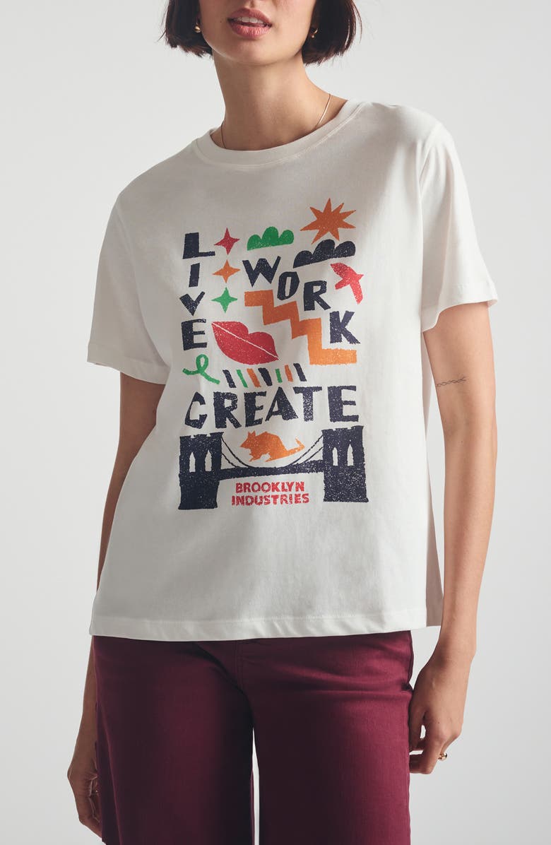 Brooklyn Industries Live Work Create Graphic T-Shirt, Main, color, Antique White