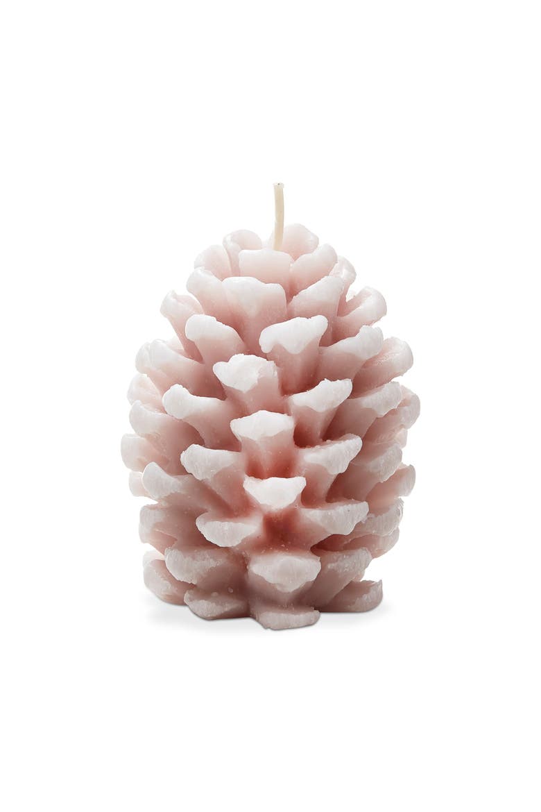 Frosted Pine Cone BCandle Sculpted Paraffin Wax, Main, color, Pink