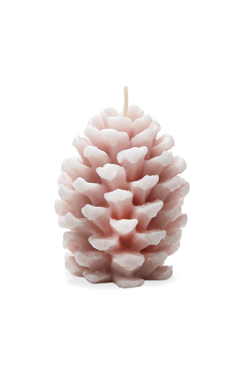 tag Frosted Pine Cone Blush Candle Sculpted Paraffin Wax, Main, color, Pink