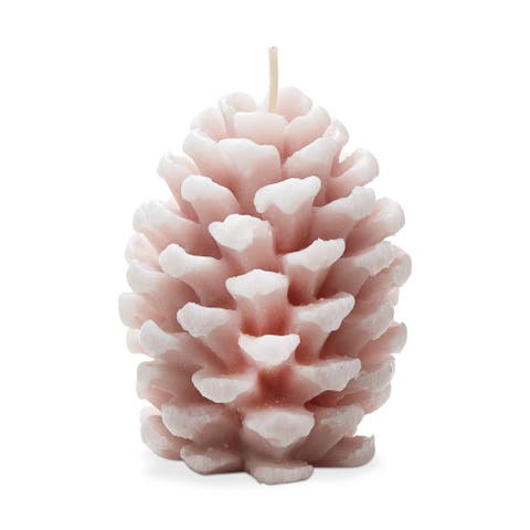 Frosted Pine Cone Blush Candle Sculpted Paraffin Wax