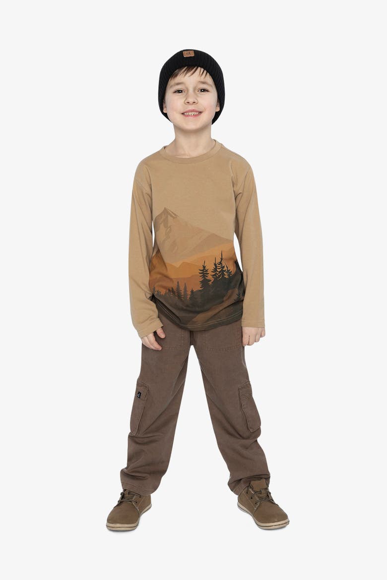 Organic Cotton Crew Neck Mountain Graphic Long Sleeve T-Shirt, Alternate, color, Beige