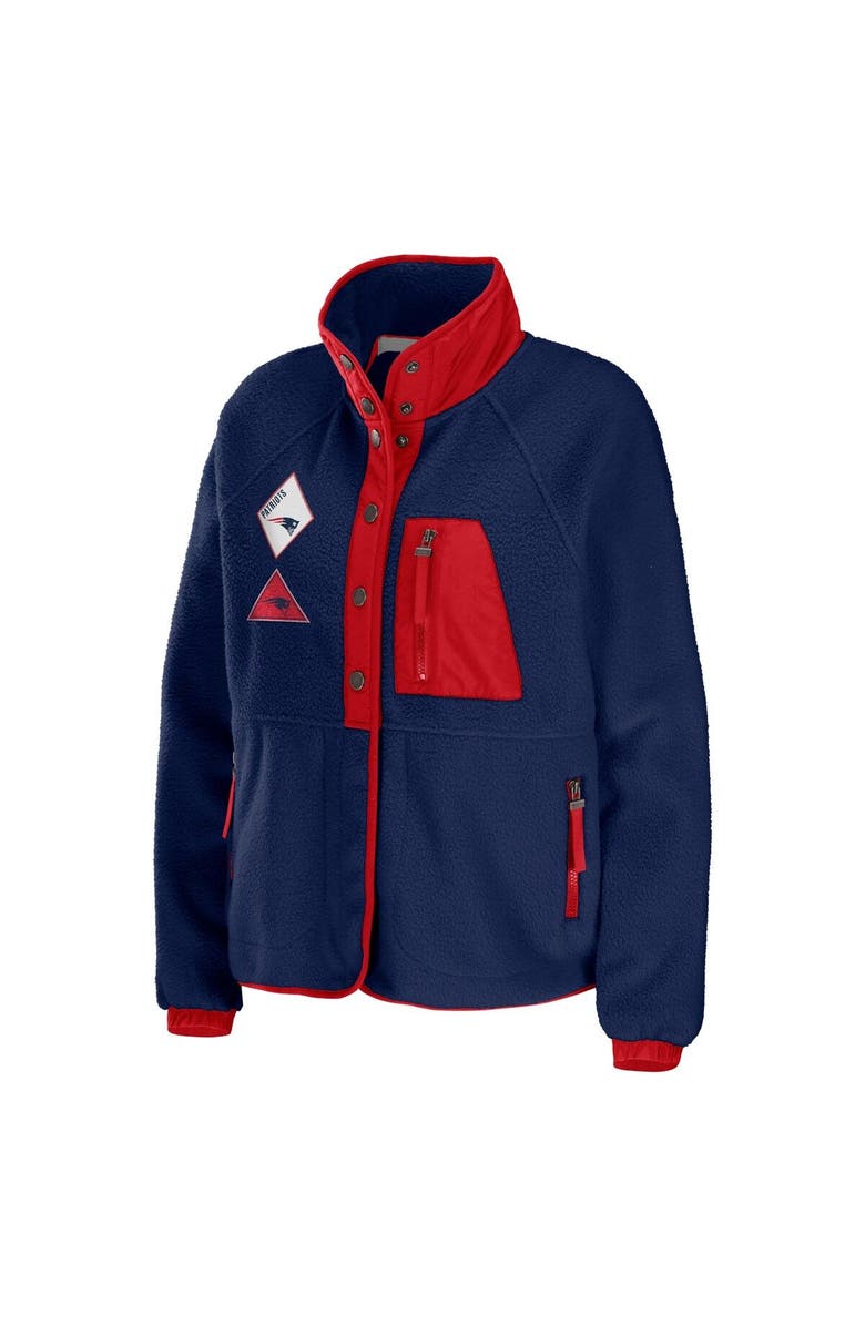 WEAR by Erin Andrews Women's WEAR by Erin Andrews Navy New England Patriots Polar Fleece Raglan Full-Snap Jacket, Alternate, color, Navy