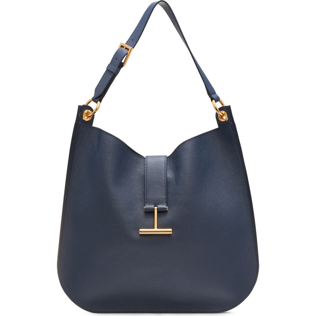 Tom Ford Large Tara Leather Hobo Bag In Blue