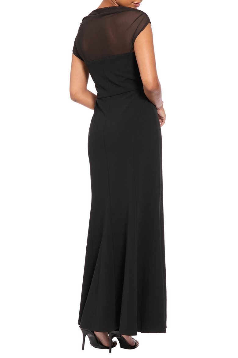 Illusion Bateau Neck Dress, Alternate, color, BLACK